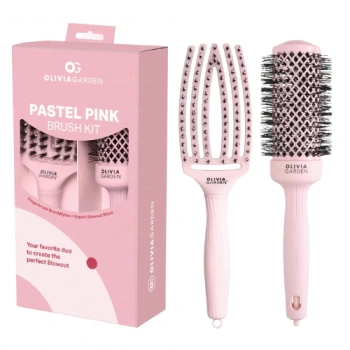 Zestaw 2 szczotek do stylizacji Olivia Garden Fingerbrush Pastel Pink Brush Kit 2 szt.