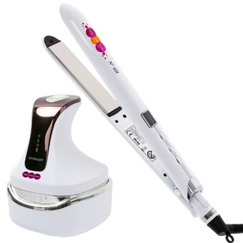 Fale Loki Koki zestaw prostownica ceramiczno-turmalinowa N 101 i masażer skóry głowy z funkcją fototerapii