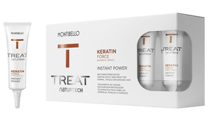 Montibello, Treat Naturtech, Keratin Force, Instant Power, Ampułka odbudowująca do włosów, z keratyną, 12 ml