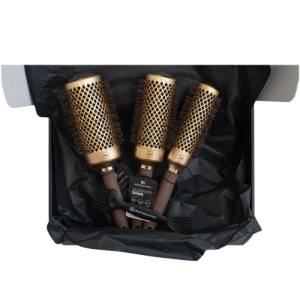 Olivia Garden Expert Blowout Black & Gold – zestaw 3 szczotek z czyścikiem