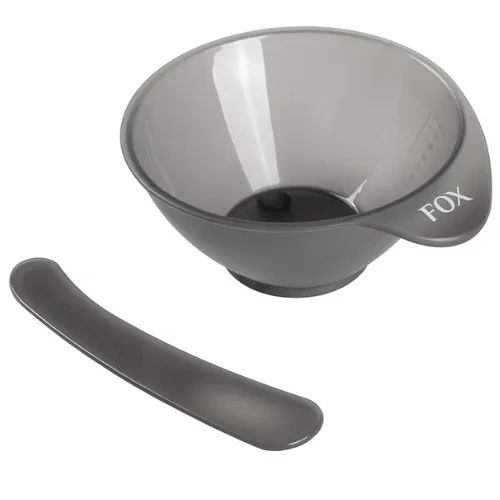 Fox miseczka earth colors mini z mieszadełkiem – miseczka do farb fryzjerskich (80ml, szara)