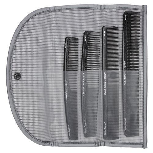 Olivia Garden, carbon + Ion comb SC, zestaw grzebieni, etui 4 szt. 