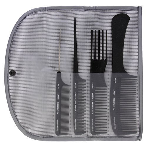 Olivia Garden, grzebienie carbon + Ion comb ST etui, 4 szt. 