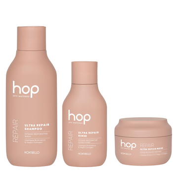 Zestaw Montibello HOP Ultra Repair: szampon 300ml + odżywka 200ml + maska 200ml