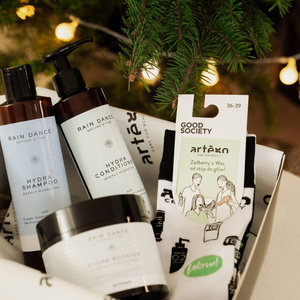 Zestaw świąteczny Artego Rain Dance Hydra szampon 250ml, odżywka 250ml, maska 250ml, skarpetki