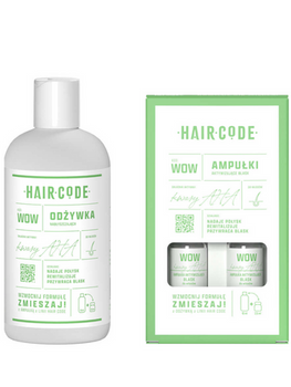 Zestaw Hair Code WOW nabłyszczający do włosów odżywka 280 ml + ampułki 4x5 ml