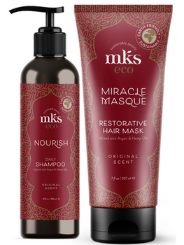 Mks Eco zestaw maska odbudowująca Miracle 207ml i  szampon nawilżający Nourish 296ml