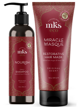 Mks Eco zestaw maska odbudowująca Miracle 207ml i szampon nawilżający Nourish 296ml