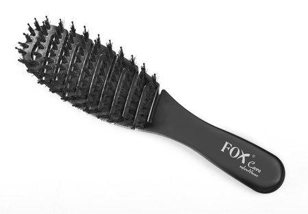 FoxCare nylon & boar Mini Black, szczotka do włosów przedłużanych i naturalnych