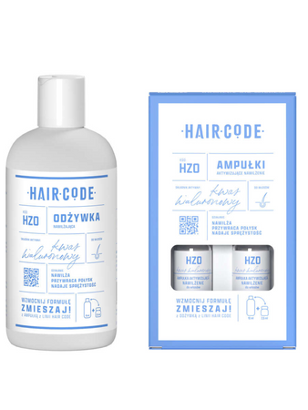 Zestaw Hair Code HZO nawilżający do włosów odżywka 280 ml + ampułki 4x5 ml