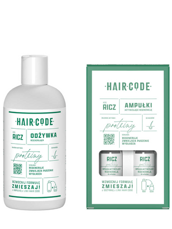 Zestaw Hair Code RICZ regenerujący do włosów odżywka 280 ml + ampułki 4x5 ml