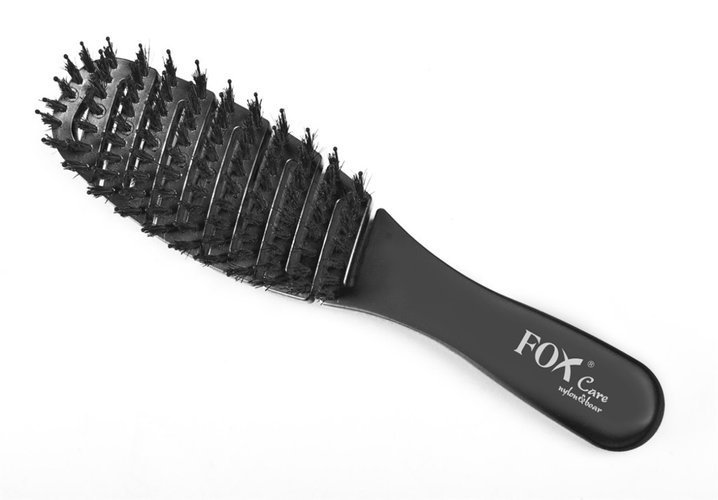 FoxCare nylon & boar Mini Black, szczotka do włosów przedłużanych i naturalnych